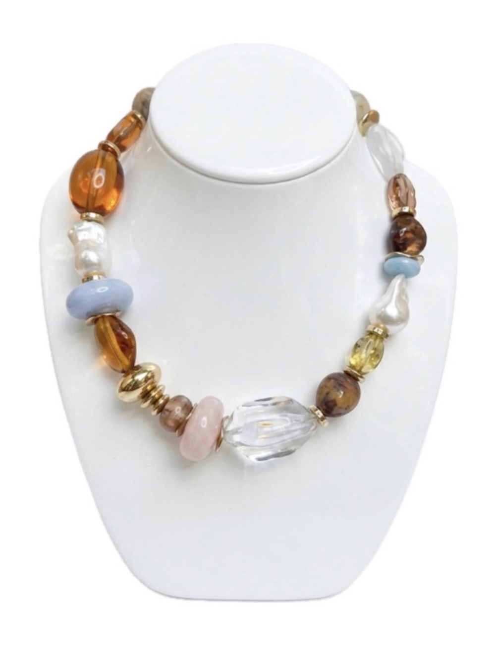 NWT ⚜️🤎⚜️ Piper K Amber Glass Stones 18in Beaded Amber Necklace